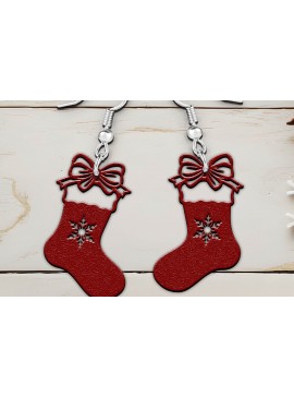 Σετ των 3 Intra απο ξύλο plywood 3mm-4mm πάχος Χριστουγεννιάτικη κάλτσα με λέιζερ. Δίασταση 4x4 cm INTRAFABR-107463398