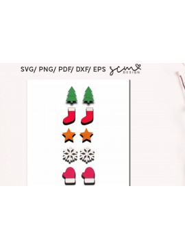 Σετ των 3 Intra απο ξύλο plywood 3mm-4mm πάχος Χριστουγεννιάτικο σκουλαρίκι  Cut Fil Δίασταση 3x3 cm INTRAFABR-110074032