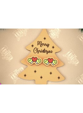 Σετ των 3 Intra απο ξύλο plywood 3mm-4mm πάχος Χριστουγεννιάτικα καρφωτά σκουλαρίκια | Σχεδιασμός κοσμημάτων Δίασταση 3x3 cm INTRAFABR-105341428