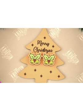 Σετ των 3 Intra απο ξύλο plywood 3mm-4mm πάχος Χριστουγεννιάτικα καρφωτά σκουλαρίκια | Σχεδιασμός κοσμημάτων Δίασταση 3x3 cm INTRAFABR-105341435