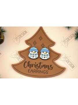 Σετ των 3 Intra απο ξύλο plywood 3mm-4mm πάχος Χριστουγεννιάτικα καρφωτά σκουλαρίκια | Σχεδιασμός κοσμημάτων Δίασταση 3x3 cm INTRAFABR-105339629