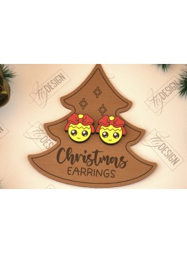 Σετ των 3 Intra απο ξύλο plywood 3mm-4mm πάχος Χριστουγεννιάτικα καρφωτά σκουλαρίκια | Σχεδιασμός κοσμημάτων Δίασταση 3x3 cm INTRAFABR-105339644