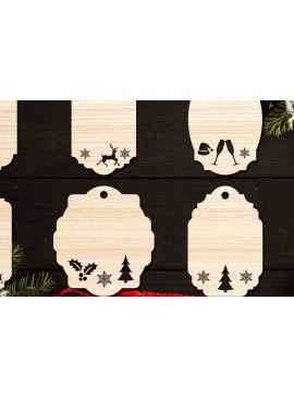 Σετ των 2 Intra απο ξύλο plywood 3mm-4mm πάχος Χριστουγεννιάτικο Gift Tag 14 Δίασταση 15x15 cm INTRAFABR-77846972