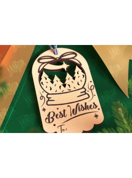 Σετ των 2 Intra απο ξύλο plywood 3mm-4mm πάχος - Χριστουγεννιάτικη ετικέτα | Ετικέτα δώρου | Διακοπές |CNC Δίασταση 15x15 cm INTRAFABR-107023908