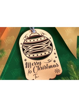 Σετ των 2 Intra απο ξύλο plywood 3mm-4mm πάχος - Χριστουγεννιάτικη ετικέτα | Ετικέτα δώρου | Διακοπές |CNC Δίασταση 15x15 cm INTRAFABR-107023986