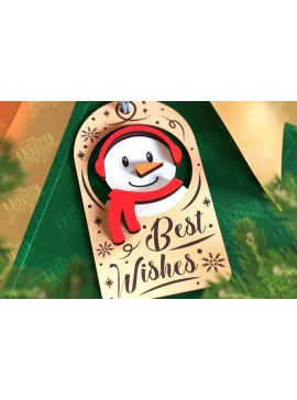 Σετ των 2 Intra απο ξύλο plywood 3mm-4mm πάχος - Χριστουγεννιάτικη ετικέτα | Ετικέτα δώρου | Διακοπές |CNC Δίασταση 15x15 cm INTRAFABR-107024104