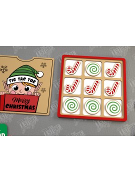 Σετ των 2 Intra απο ξύλο plywood 3mm-4mm πάχος - Χριστουγεννιάτικο Tic Tac Toe | Επιτραπέζιο παιχνίδι | CNC Δίασταση 15x15 cm INTRAFABR-107953623