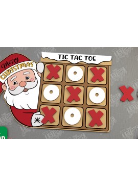 Σετ των 2 Intra απο ξύλο plywood 3mm-4mm πάχος - Χριστουγεννιάτικο Tic Tac Toe | Επιτραπέζιο παιχνίδι | CNC Δίασταση 15x15 cm INTRAFABR-107953647