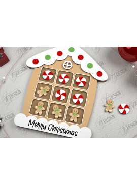 Σετ των 2 Intra απο ξύλο plywood 3mm-4mm πάχος - Χριστουγεννιάτικο Tic Tac Toe | Επιτραπέζιο παιχνίδι | CNC Δίασταση 15x15 cm INTRAFABR-107193209