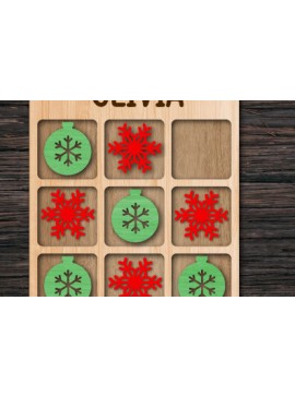 Σετ των 2 Intra απο ξύλο plywood 3mm-4mm πάχος - Χριστουγεννιάτικο παιχνίδι Tic Tac Toe Δίασταση 15x15 cm INTRAFABR-74879014