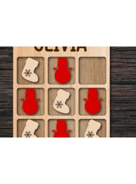 Σετ των 2 Intra απο ξύλο plywood 3mm-4mm πάχος - Χριστουγεννιάτικο παιχνίδι Tic Tac Toe Δίασταση 15x15 cm INTRAFABR-74879025