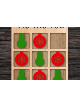 Σετ των 2 Intra απο ξύλο plywood 3mm-4mm πάχος - Χριστουγεννιάτικο παιχνίδι Tic Tac Toe Δίασταση 15x15 cm INTRAFABR-74879035