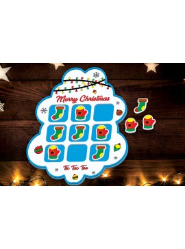 Σετ των 2 Intra απο ξύλο plywood 3mm-4mm πάχος - Χριστουγεννιάτικο παιχνίδι Tic Tac Toe Laser Cut  Δίασταση 15x15 cm INTRAFABR-107840214