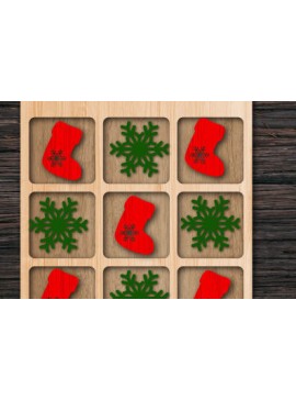 Σετ των 2 Intra απο ξύλο plywood 3mm-4mm πάχος - Χριστουγεννιάτικο παιχνίδι Tic Tac Toe Δίασταση 15x15 cm INTRAFABR-74878966