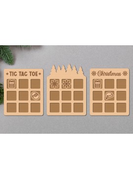 Intra απο ξύλο plywood 3mm-4mm πάχος - Χριστουγεννιάτικο Tic Tac Toe Laser Cut  Δίασταση 30x20 cm INTRAFABR-109627008