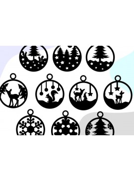 Σετ των 3 Intra απο ξύλο plywood 3mm-4mm πάχος - Χριστουγεννιάτικα παιχνίδια  Αρχεία Glowforge Δίασταση 6x6 cm INTRAFABR-36080145