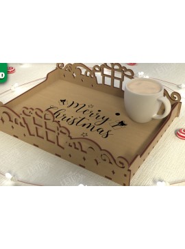 Σετ των 2 Intra απο ξύλο plywood 3mm-4mm πάχος - Χριστουγεννιάτικος Δίσκος | Δίσκος ορεκτικών για σνακ Δίασταση 15x15 cm INTRAFABR-107185651