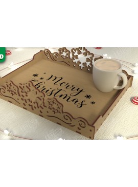 Σετ των 2 Intra απο ξύλο plywood 3mm-4mm πάχος - Χριστουγεννιάτικος Δίσκος | Δίσκος ορεκτικών για σνακ Δίασταση 15x15 cm INTRAFABR-107185660