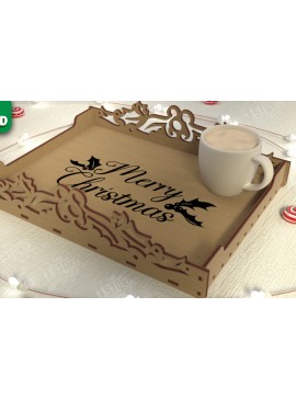 Σετ των 2 Intra απο ξύλο plywood 3mm-4mm πάχος - Χριστουγεννιάτικος Δίσκος | Δίσκος ορεκτικών για σνακ Δίασταση 15x15 cm INTRAFABR-107185643