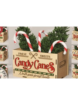 Σετ των 2 Intra απο ξύλο plywood 3mm-4mm πάχος - Κουτιά χριστουγεννιάτικων λιχουδιών Πακέτο κοπής με λέιζερ Δίασταση 15x15 cm INTRAFABR-111221711