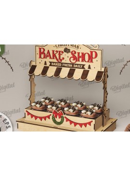 Σετ των 2 Intra απο ξύλο plywood 3mm-4mm πάχος - Χριστουγεννιάτικες λιχουδιές Shop Stand Laser cut Δίασταση 15x15 cm INTRAFABR-110112006