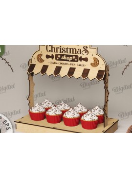 Σετ των 2 Intra απο ξύλο plywood 3mm-4mm πάχος - Χριστουγεννιάτικες λιχουδιές Shop Stand Laser cut Δίασταση 15x15 cm INTRAFABR-110112047