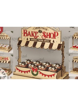 Σετ των 2 Intra απο ξύλο plywood 3mm-4mm πάχος - Χριστουγεννιάτικα κεράσματα Shop Stand  Πακέτο Δίασταση 15x15 cm INTRAFABR-110114017