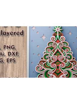 Intra απο ξύλο plywood 3mm-4mm πάχος - Χριστουγεννιάτικο δέντρο 3d  Πολυεπίπεδα Αρχεία Δίασταση 270x270 cm INTRAFABR-109802969