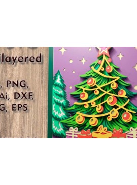 Intra απο ξύλο plywood 3mm-4mm πάχος - Χριστουγεννιάτικο δέντρο 3d  Multilayer Δίασταση 270x270 cm INTRAFABR-108890353