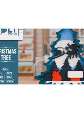 Σετ των 3 Intra απο ξύλο plywood 3mm-4mm πάχος - Χριστουγεννιάτικο δέντρο 3D  Πολυστρωματική κοπή Δίασταση 20x25 cm INTRAFABR-108799563