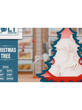 Σετ των 2 Intra απο ξύλο plywood 3mm-4mm πάχος - Χριστουγεννιάτικο δέντρο 3D  Πολυστρωματική κοπή Δίασταση 20x25 cm INTRAFABR-108799626