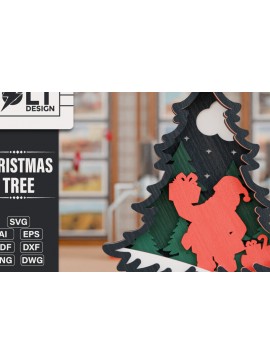 Σετ των 2 Intra απο ξύλο plywood 3mm-4mm πάχος - Χριστουγεννιάτικο δέντρο 3D  Πολυστρωματική κοπή Δίασταση 20x25 cm INTRAFABR-108270704