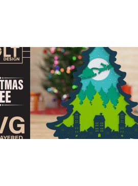 Intra απο ξύλο plywood 3mm-4mm πάχος - Χριστουγεννιάτικο δέντρο 3D  Πολυστρωματική κοπή Δίασταση 40x50 cm INTRAFABR-76153567