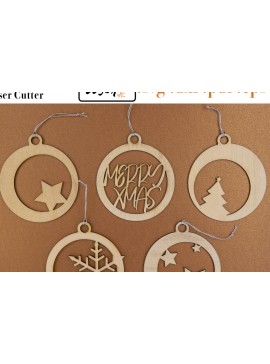 Σετ των 2 Intra απο ξύλο plywood 3mm-4mm πάχος -  χριστουγεννιάτικων μπάλες για  Δίασταση 30x20 cm INTRAFABR-53397088