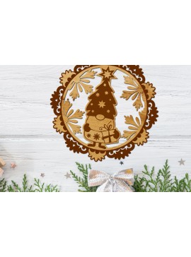 Σετ των 3 Intra απο ξύλο plywood 3mm-4mm πάχος - Διακόσμηση χριστουγεννιάτικου δέντρου με πρότυπο Gnome Δίασταση 6x4 cm INTRAFABR-109532639