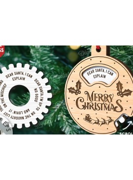 Σετ των 2 Intra απο ξύλο plywood 3mm-4mm πάχος - Διακόσμηση Χριστουγεννιάτικου Δέντρου  Δίασταση 15x15 cm INTRAFABR-110593906