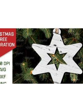 Σετ των 2 Intra απο ξύλο plywood 3mm-4mm πάχος - Διακόσμηση Χριστουγεννιάτικου Δέντρου  Δίασταση 15x15 cm INTRAFABR-106864569