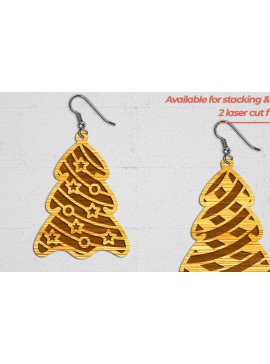 Σετ των 3 Intra απο ξύλο plywood 3mm-4mm πάχος - Χριστουγεννιάτικα Σκουλαρίκια 2 -  Cut File Δίασταση 3x3 cm INTRAFABR-112204898