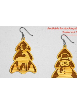 Σετ των 3 Intra απο ξύλο plywood 3mm-4mm πάχος - Χριστουγεννιάτικα Σκουλαρίκια 5 -  Cut File Δίασταση 3x3 cm INTRAFABR-112376010