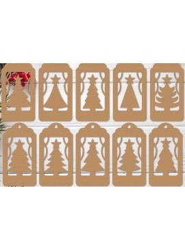 Intra απο ξύλο plywood 3mm-4mm πάχος - Πακέτο κοπής με λέιζερ με ετικέτα δώρου Χριστουγεννιάτικου δέντρου Δίασταση 30x20 cm INTRAFABR-111624317