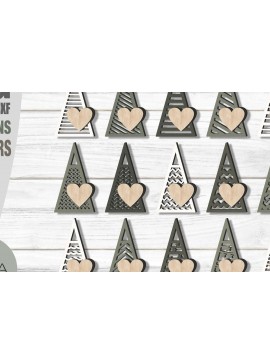 Σετ των 2 Intra απο ξύλο plywood 3mm-4mm πάχος - Χριστουγεννιάτικο Δέντρο Ετικέτες Δώρο Δέντρο Δίασταση 15x15 cm INTRAFABR-107243188