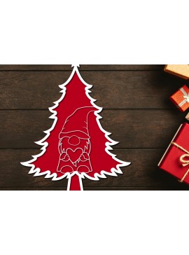 Σετ των 2 Intra απο ξύλο plywood 3mm-4mm πάχος - Χριστουγεννιάτικο δέντρο Gnome Paper Cut 3d  Δίασταση 1200x1200 cm INTRAFABR-106708759