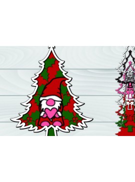 Σετ των 2 Intra απο ξύλο plywood 3mm-4mm πάχος - Χριστουγεννιάτικο δέντρο Gnome Paper Cut 3d  Δίασταση 1200x1200 cm INTRAFABR-79951874