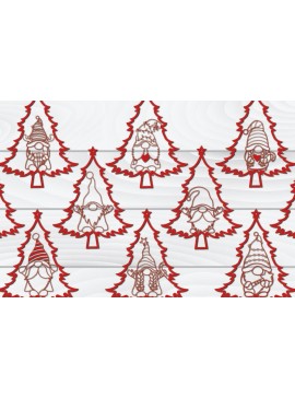 Σετ των 2 Intra απο ξύλο plywood 3mm-4mm πάχος - Χριστουγεννιάτικο δέντρο Gnome Paper Cut 3d  Bu Δίασταση 1200x1200 cm INTRAFABR-79955092