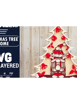 Σετ των 3 Intra απο ξύλο plywood 3mm-4mm πάχος -  Χριστουγεννιάτικου Δέντρου Gnome PaperCut  Δίασταση 1500x1500 cm INTRAFABR-80251055