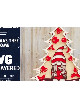 Σετ των 2 Intra απο ξύλο plywood 3mm-4mm πάχος -  Χριστουγεννιάτικου Δέντρου Gnome PaperCut  Δίασταση 1500x1500 cm INTRAFABR-80251062