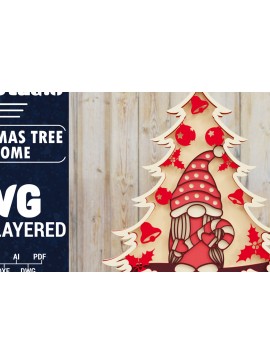 Σετ των 2 Intra απο ξύλο plywood 3mm-4mm πάχος -  Χριστουγεννιάτικου Δέντρου Gnome PaperCut  Δίασταση 1500x1500 cm INTRAFABR-80251078