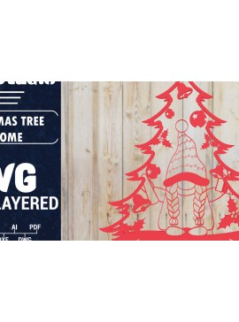 Σετ των 2 Intra απο ξύλο plywood 3mm-4mm πάχος -  Χριστουγεννιάτικου Δέντρου Gnome PaperCut  Δίασταση 1500x1500 cm INTRAFABR-80315963