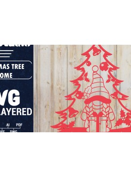 Σετ των 2 Intra απο ξύλο plywood 3mm-4mm πάχος -  Χριστουγεννιάτικου Δέντρου Gnome PaperCut  Δίασταση 1500x1500 cm INTRAFABR-80315968