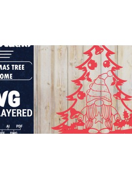 Σετ των 2 Intra απο ξύλο plywood 3mm-4mm πάχος -  Χριστουγεννιάτικου Δέντρου Gnome PaperCut  Δίασταση 1500x1500 cm INTRAFABR-80315990